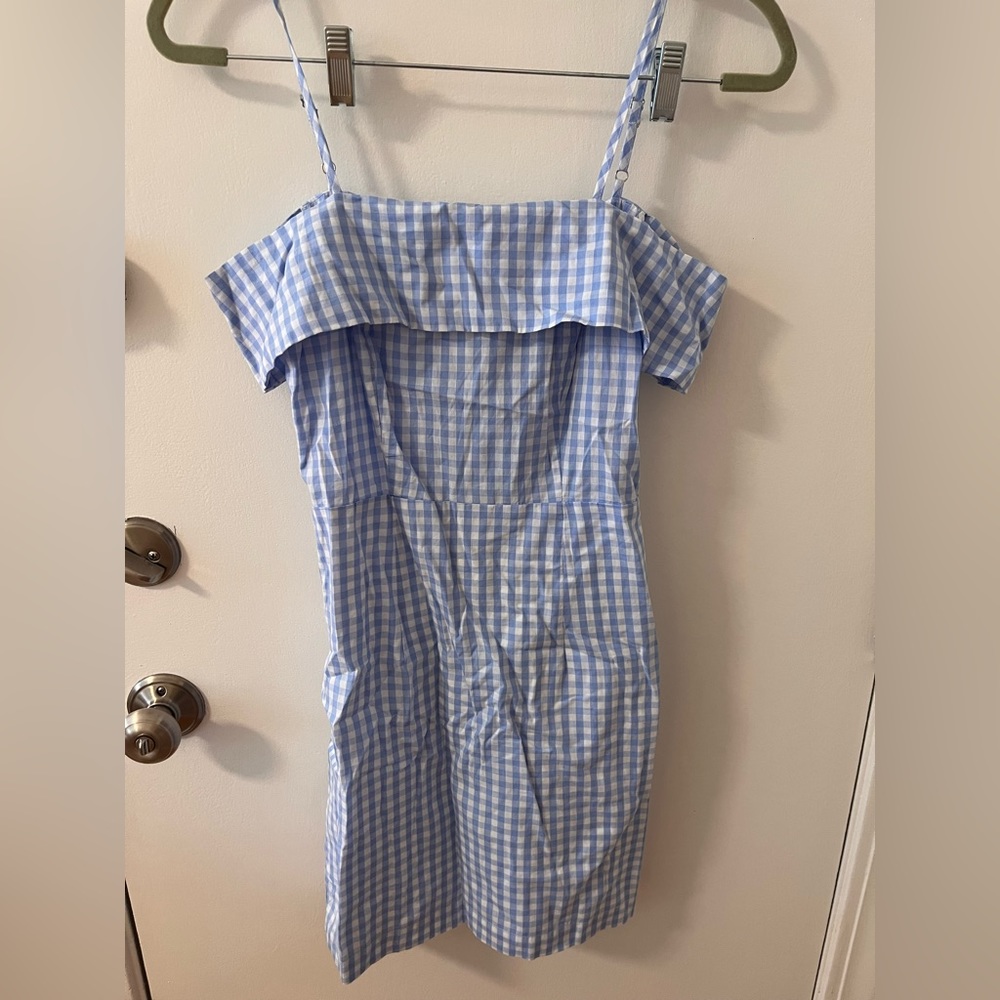 Blue gingham mini dress